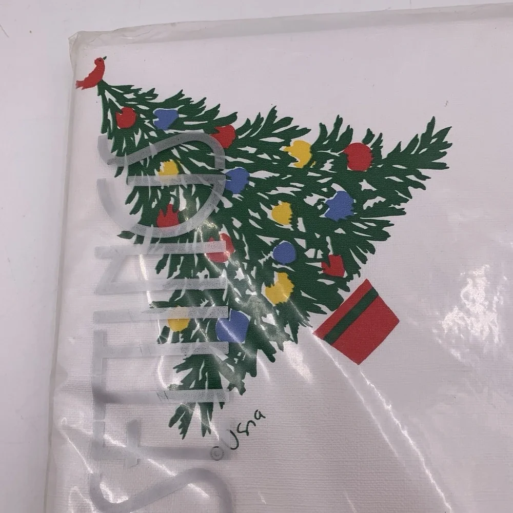 NWT VTG Vera Neumann Tablecloth 60X85 Rectangle ‎ Christmas Vinyl NEW DEADSTOCK